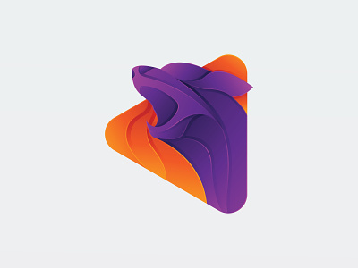Gradient Purple Wolf Triangle Illustration -  Logo Design