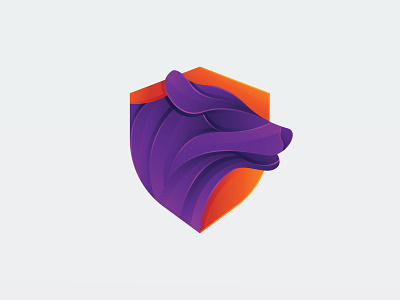 Wolf Shield Logo Design - Gradient Style