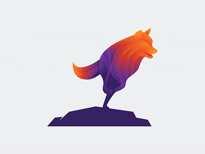 Gradient Purple Orange Wolf Illustration - Logo Design