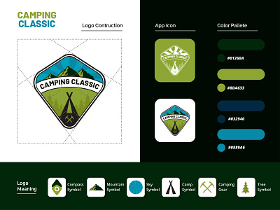 Badge Camping Classic Company Branding - Branding & Logo Design adventure badge camp camping classic compass design emblem green identity mountain outdoor tree vector vintage