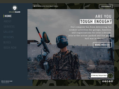 Outdoor War army brand branding design illustration paintball ui ux vector web website