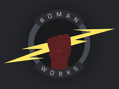 Roman Works brand branding design electric illustration logo thunder vector