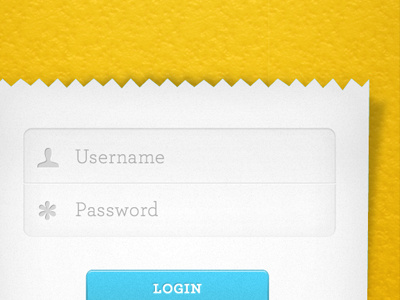 Paper Login blue bright button depth dimension field form login texture yellow