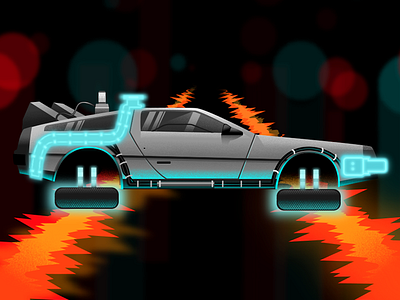 GREAT SCOTT!!! back to the future bokeh bttf car delorean lightning neon texture vector