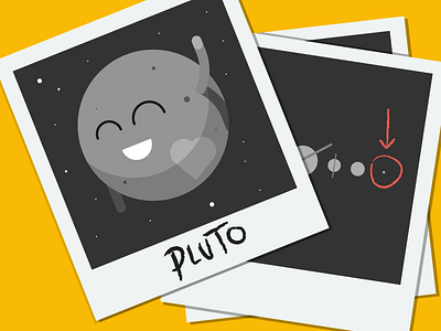 Bring Back Pluto black cute planet pluto polaroid space white yellow