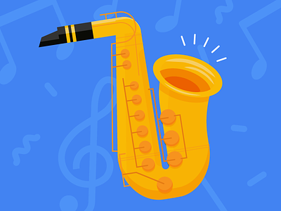 Saxy blue instrument music notes sax saxophone yellow