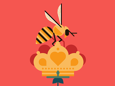St. Valentine: Patron Saint of Beekeepers bee crown flower heart orange red valentine valentine day vector yellow