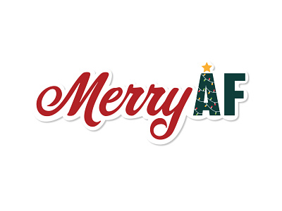 Merry AF clean design diecut diecut sticker illustration merry merry christmas merry xmas merryaf merrychristmas simple simple design sticker