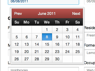 CSS3 Calendar calendar clean form