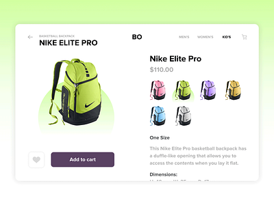 Nike Bag UI APP app branding buy clothing concept design graphic design green nike sale shop store ui ux