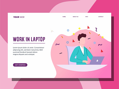 People Work With Laptop design flat design flat illustration illustration landing page ui ux