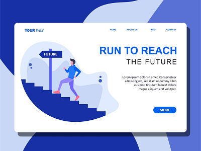 A Man Running reaches for the future design flat design flat illustration illustration landing page ui ux vector