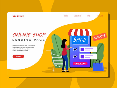 Flat Illustration of Online Shop design designs flat flat design flat illustration illustration landing page ui