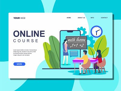 Flat Illustration of Online Course