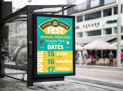 Food Truck Fest Poster Design design food truck illustration poster typogaphy vector