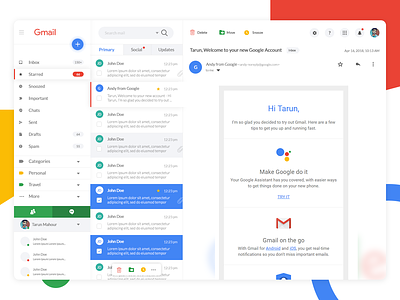 Gmail Redesign UI Concept conceptdesign dailyui gmail google idea newlook uidesign uiinspiration uxdesign