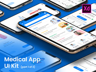 Medical App UI Kit app ui app ui kit dailyui doctor ui illustration medical medical app ui ui for xd ui kit uidesign uiinspiration user interface xd ui