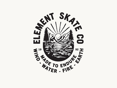 element skateboarding logo badge branding illustration logo patch retro skateboarding street typographic logo typography