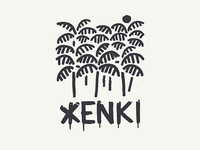 enki eyewear branding design handlettering illustration inking logo painted palmtree poster surf typographic logo