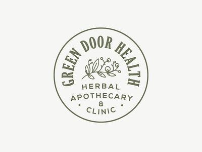Green door health Apothecary apothecary badge branding handlettering healthcare illustration logo patch typographic logo typography