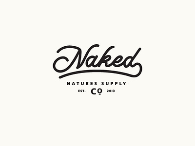 Naked supply co, badge branding custom font design illustration logo nature retro script lettering typographic logo typography