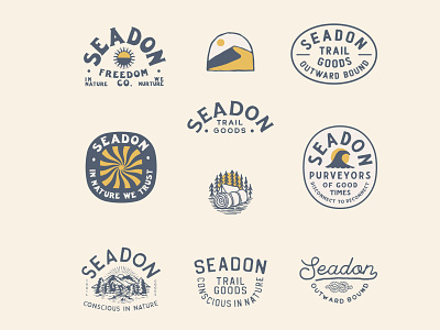 Seadon logo Design adventure badge branding camping handlettering illustration logo nationalpark nature outdoors surf typographic logo typography