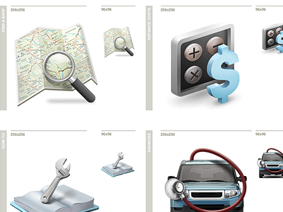 Auto site icons automotive calculator icon map