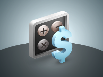 Estimate costs blue calculator dollar icon