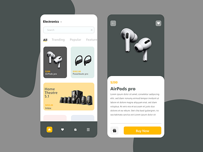 Online shopping app design typography ui ux