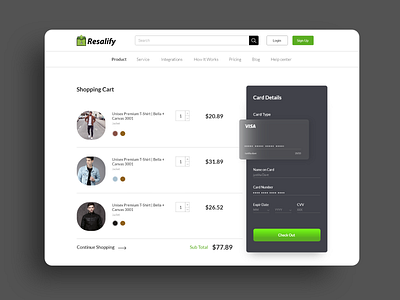 shopping cart Page Ui design