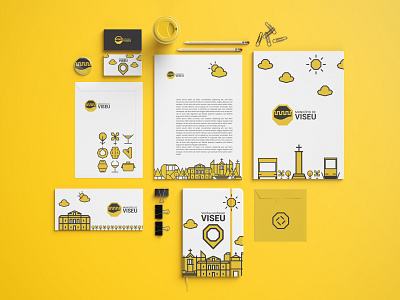 Stationary for Viseu branding design flat icon illustration logo vector