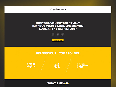 Big Picture Group agency big picture group black one page responsive soft yellow