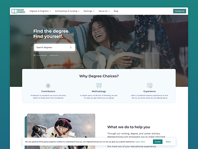 Degree Choices Homepage college design homepage landingpage responsive ui website
