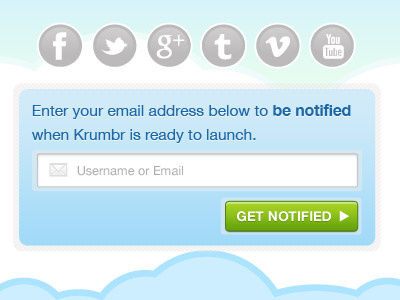 Get Notified email krumbr newsletter notified social