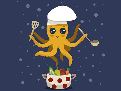 Cooking octopus adobe illustrator ai cook design logo octopus vegetables