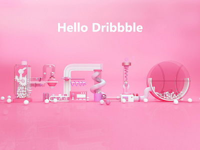 Hello dribbble!! 1 c4d dribbble fifi first hello pink