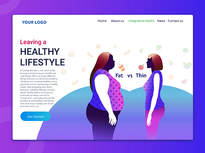 Health landing page designing flat illustration photoshop web design