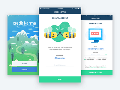 Credit Karma - Sign Up Flow Redesign app credit financial flat design form ios mobile onboarding redesign sign up ui ux