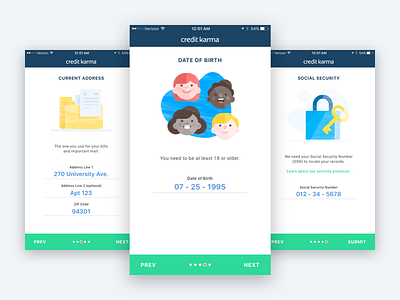 Credit Karma - Sign Up Flow Redesign app credit financial flat design form ios mobile onboarding redesign sign up ui ux