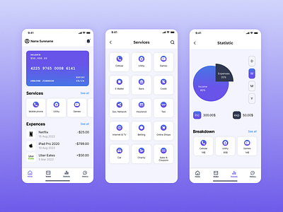 Cashless - Wallet app app app design cash concept design fiance finance app money money app uiux design violet app wallet wallet app
