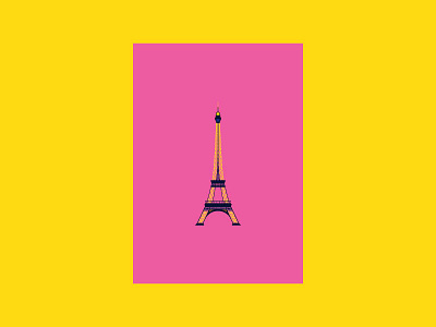 Going Places - Eiffel Tower eiffel eiffel tower france greetings card paris pink poster print tower vector yellow