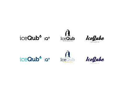 IceQub blue brand freeze freezer frozen ice ice cube icequb identity logo penguin penguins refrigeration