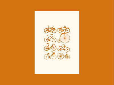 Vintage print - bicycles bicycles bikes greetings card orange poster print vectors vintage