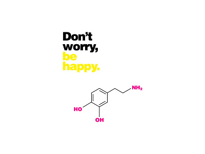 Dopamine - poster black dopamine happy hexagon magenta pink poster science typography yellow