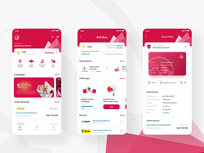 My AIA Insurance App appdesign health insurance insurance app mobile ui uiux