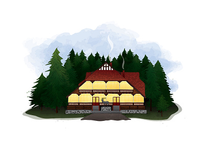 Illustration for Złoty Jar forest graphic design guesthouse house illustration vector