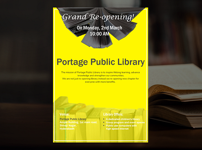 Poster design for Library re-opening branding design illustration ui ux web