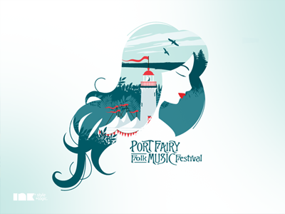 Port Fairy Folk Music Festival TShirt Illustration beach coast festival folk forest illustration lighthouse music port fairy trees tshirt woman