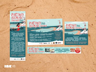 Port Fairy Folk Music Festival Press Ads advertisements beach coast festival folk forest illustration lighthouse music online port fairy press trees woman