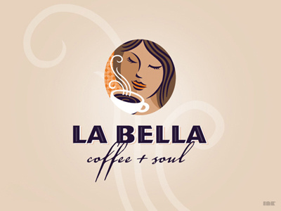 La Bella Logo beans coffee cup la bella logo woman